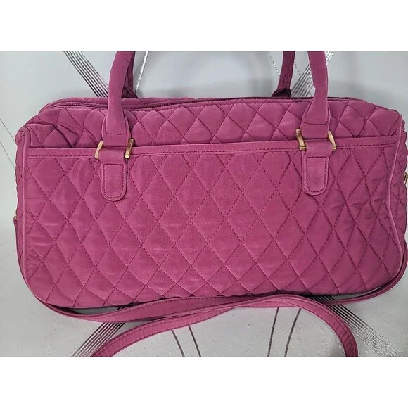 Vera Bradley Pink Quilted Duffel Shoulder Bag Purse Travel Tote Hawthorn Handbag - Picture 3 of 15